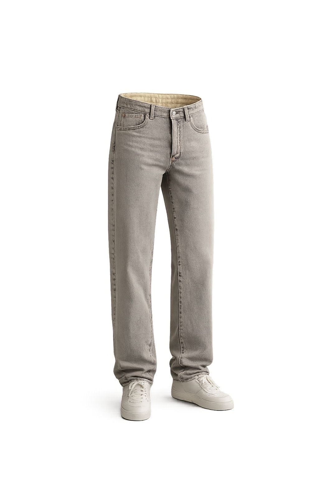 Erkek Yıkamalı Gri Baggy Pantolon