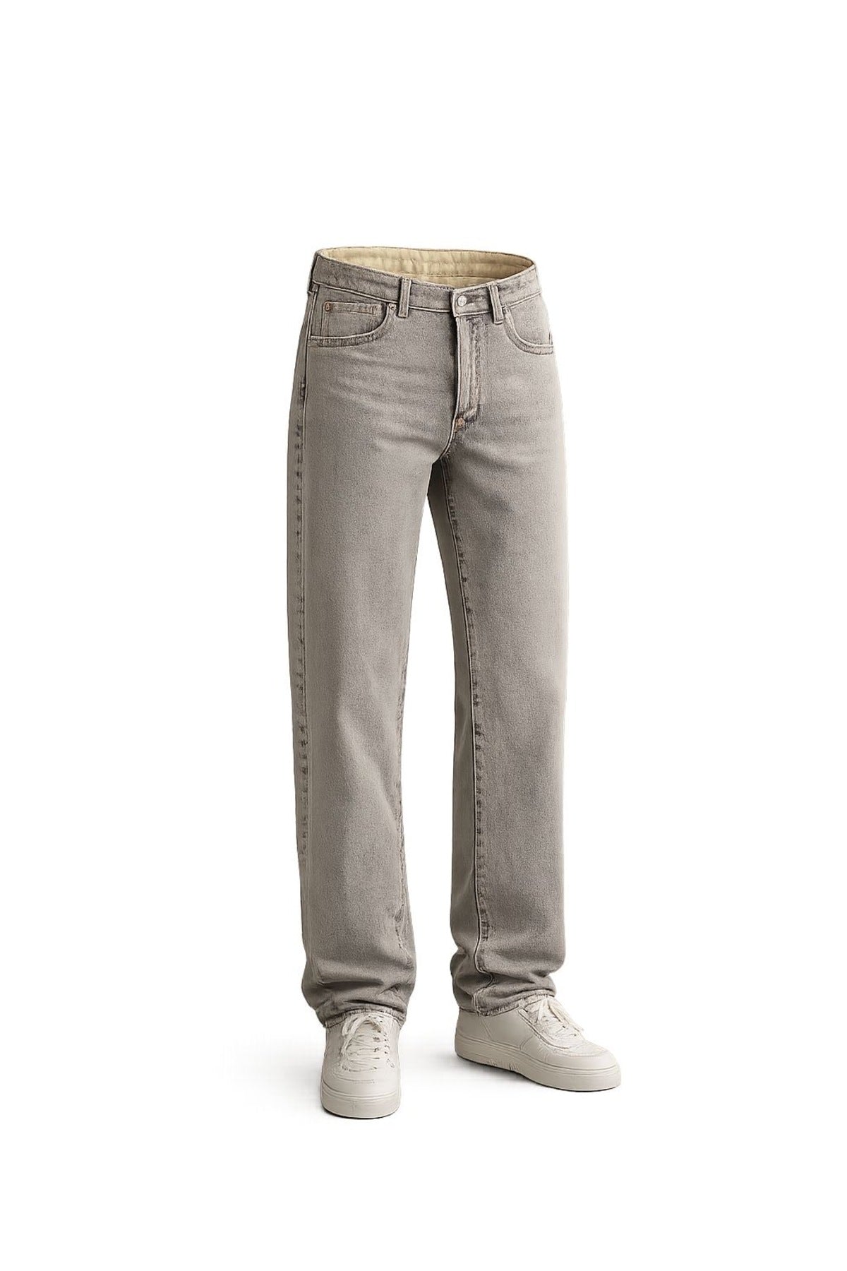 Erkek Yıkamalı Gri Baggy Pantolon