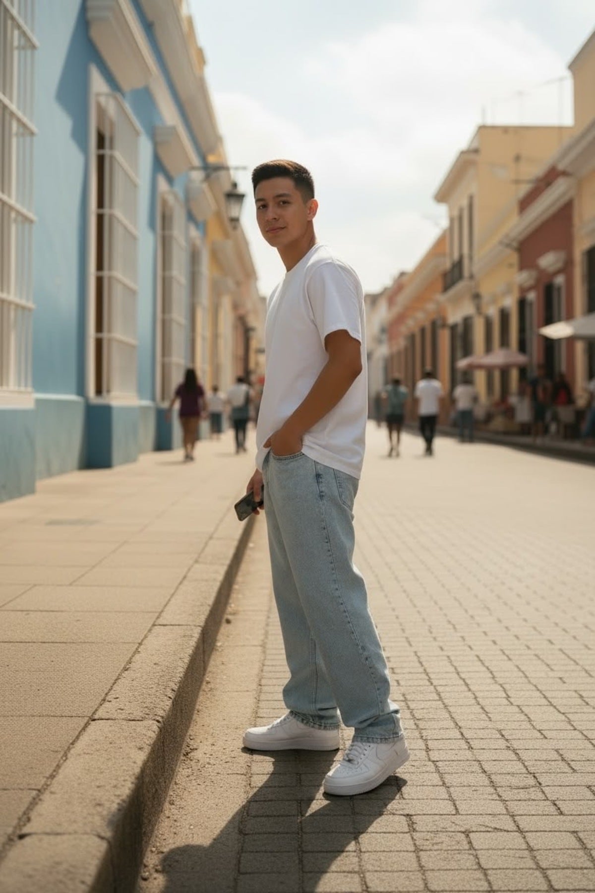 Erkek Baggy Bol Kesim Kot Pantolon Jeans Buz Mavi