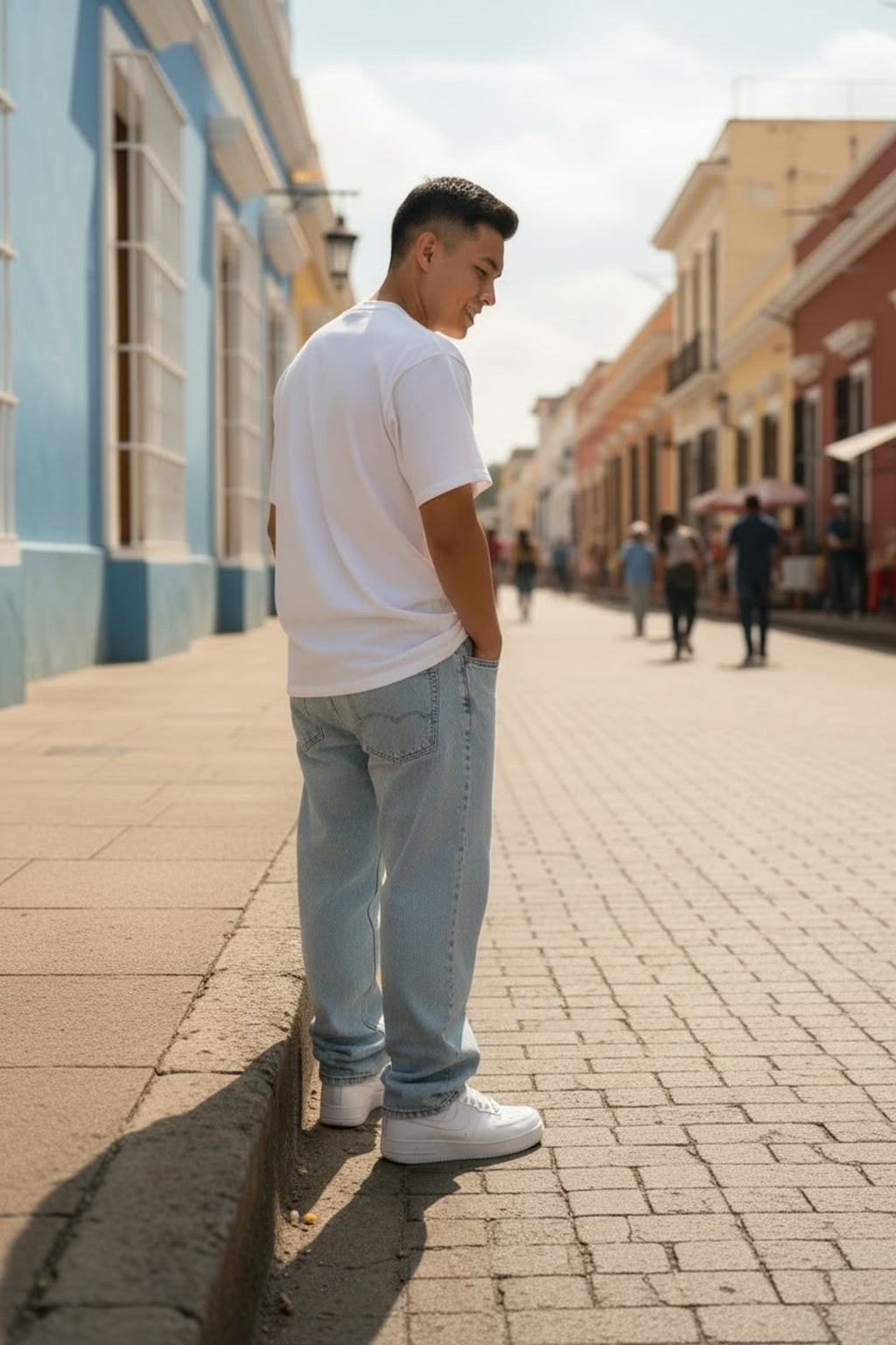 Erkek Baggy Bol Kesim Kot Pantolon Jeans Buz Mavi