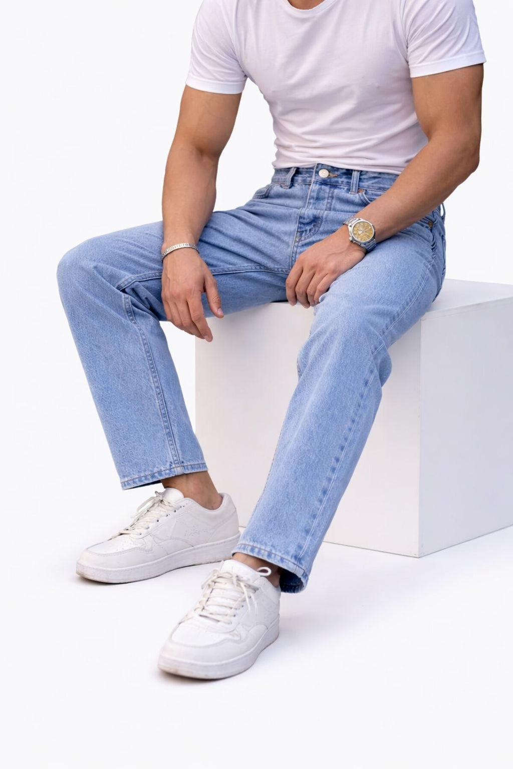 Erkek Açık Mavi Boyfriend Pantolon