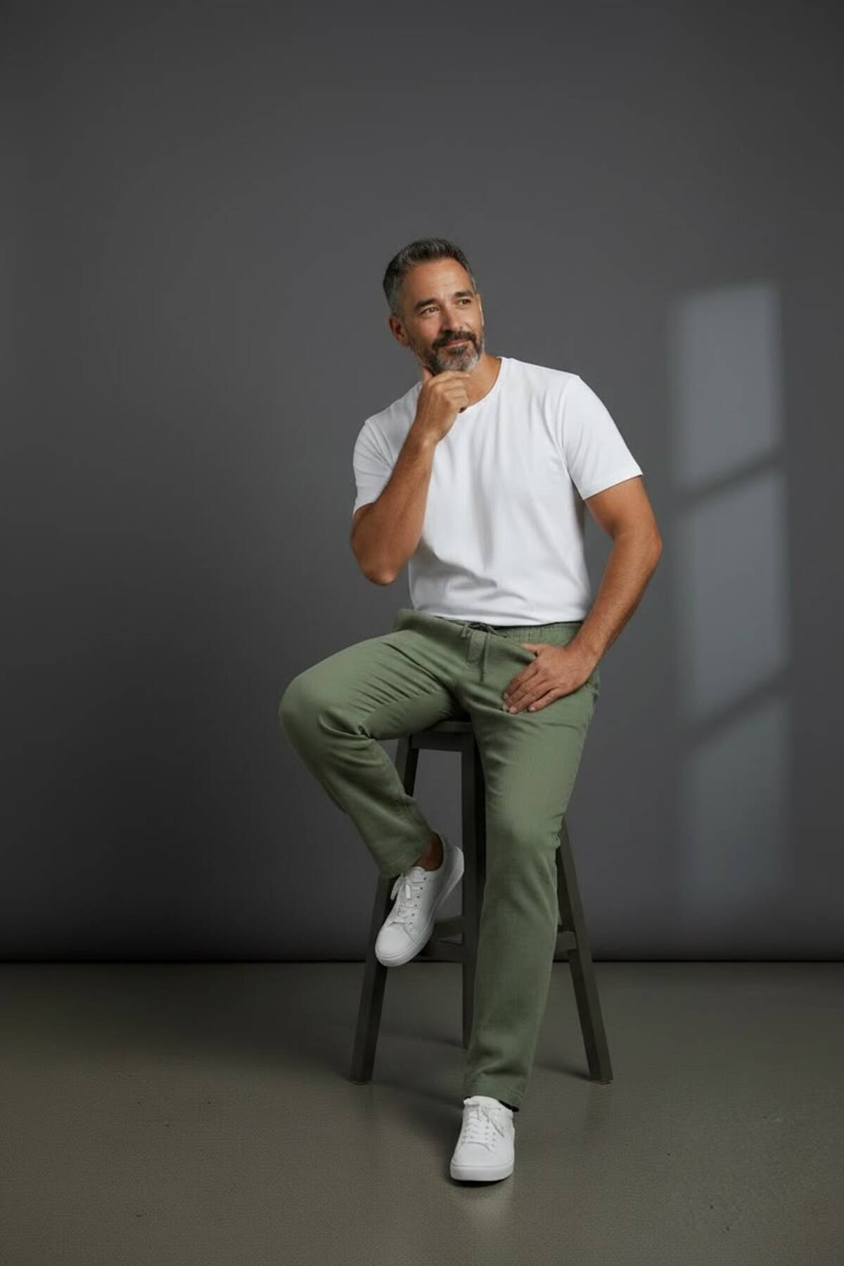 Keten Görünümlü Erkek Rahat Kalıp Pantolon