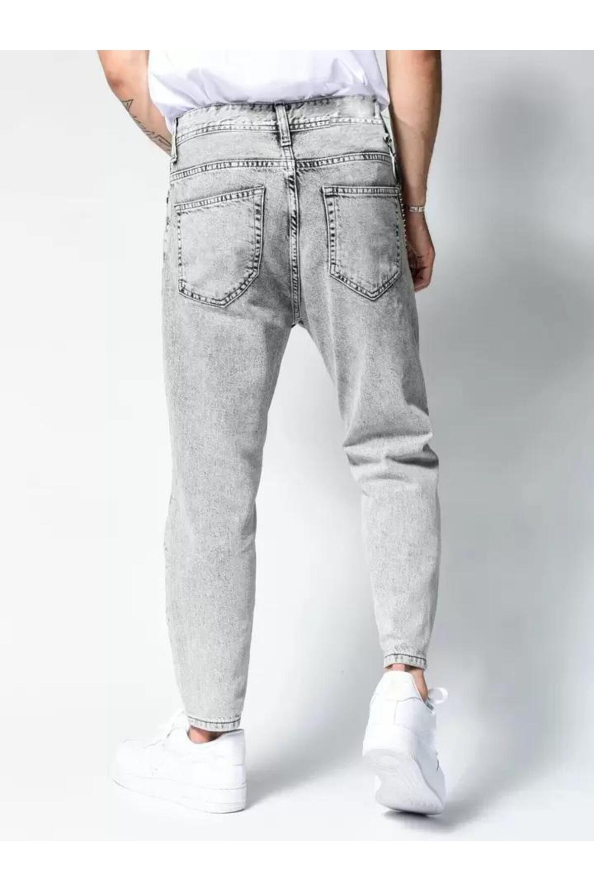 Erkek Boyfriend Jean Pantolon Günlük Rahat Bol Kalıp Denim Kot Salaş Tarz