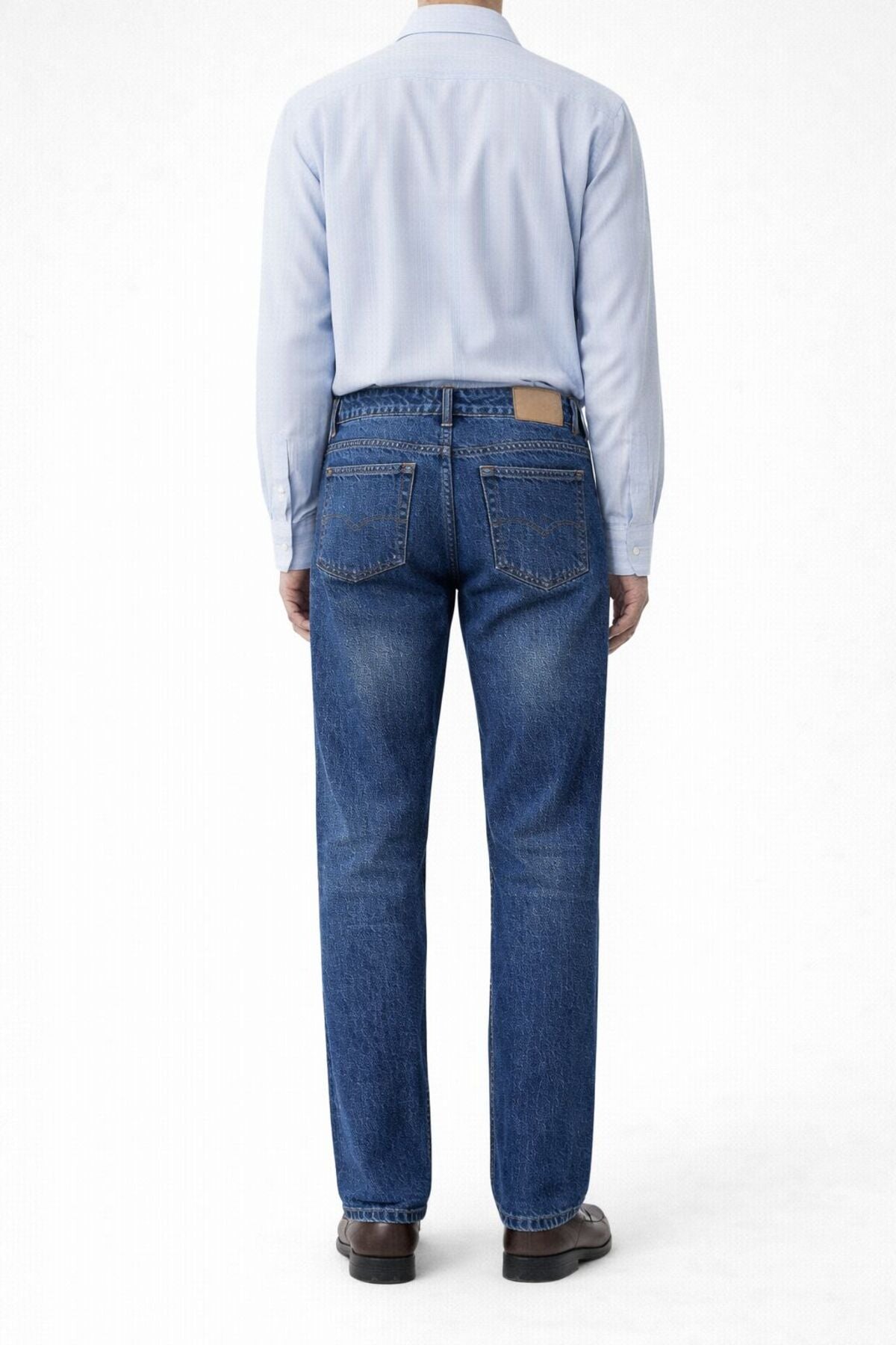 Erkek Taşlama Detay Lacivert Straight Fit Düz Paça Kot Pantolon