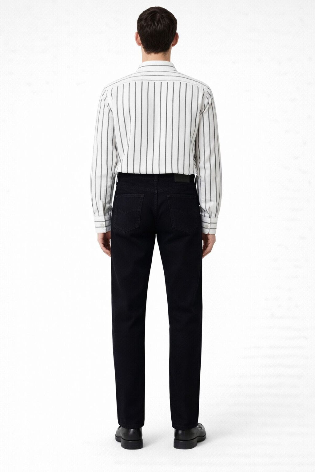 Erkek Yıkamalı Siyah Straight Fit Düz Paça Kot Pantolon