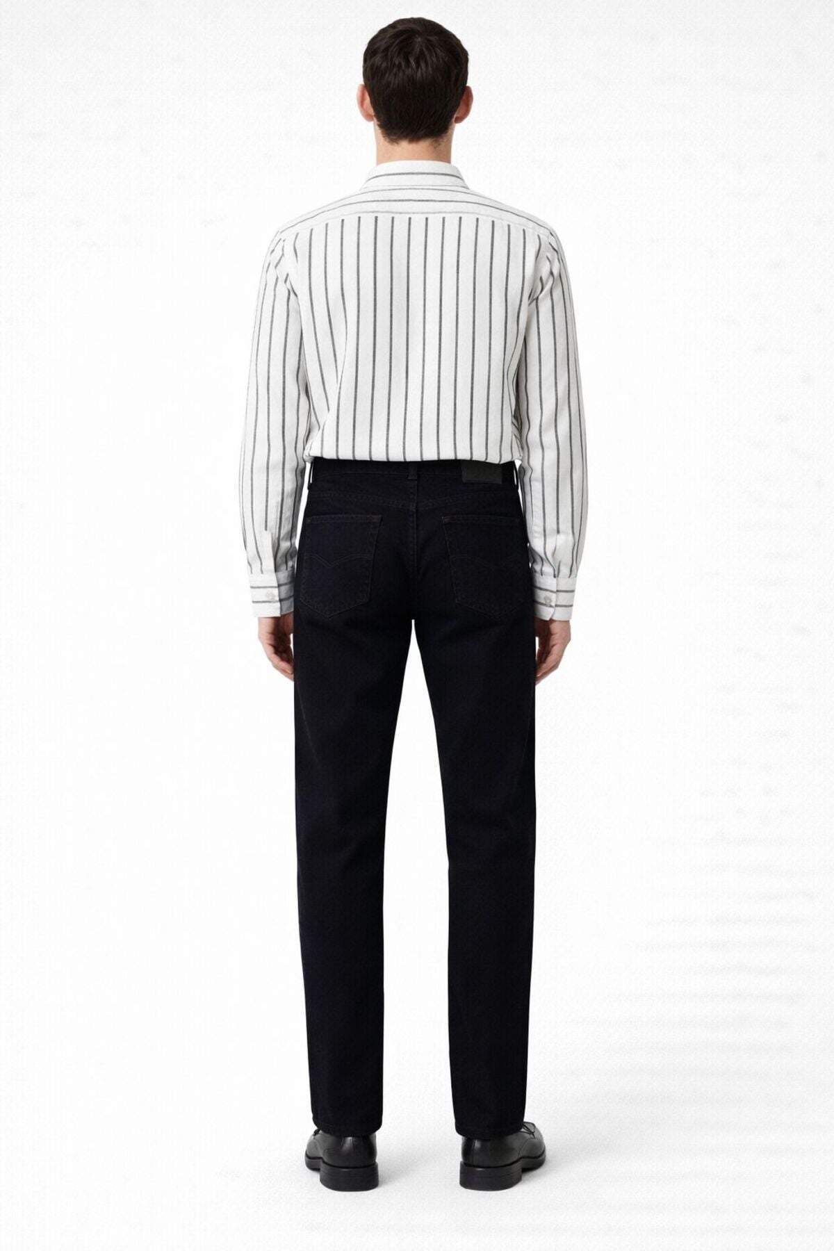 Erkek Yıkamalı Siyah Straight Fit Düz Paça Kot Pantolon