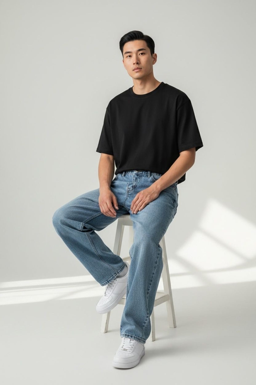 Erkek Kar Yıkama Relaxed Pantolon Rahat Kesim Denim